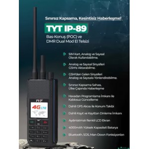 TYT IP-89 UHF DMR–Analog–POC Hibrit El Telsizi